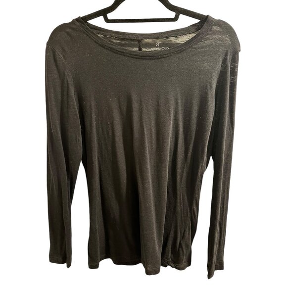 🍒 2/$20 🍒 Black Long Sleeve Rounded Neck Light Weight Tee Sz Small - Picture 1 of 6